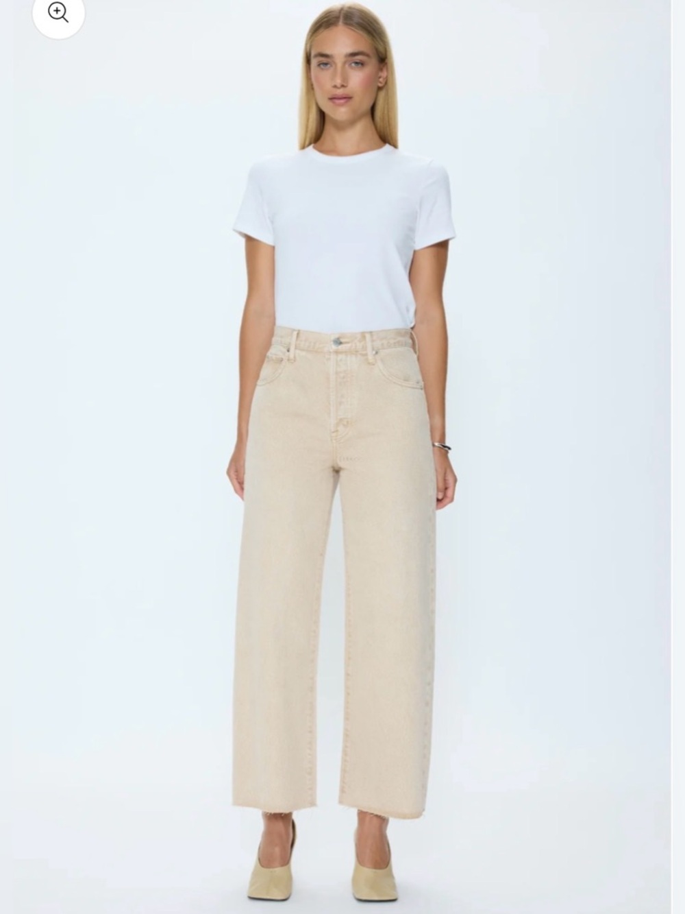 Pistola TATE CROP HIGH RISE BOWED WIDE LEG JEAN - DUNE Women’s Size 29 Like New